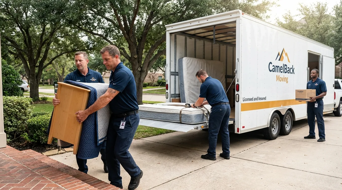 Crew loading residential truck for cross-state move from Perryman, MD